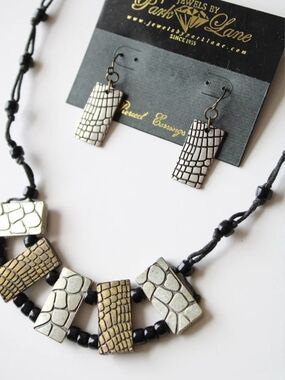 Park Lane Silver and Gold Textured Rectangle Earrings